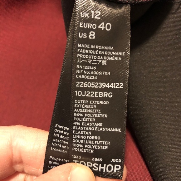 TOPSHOP Skater Dress Black Zipper - Bordeaux - Picture 8 of 8